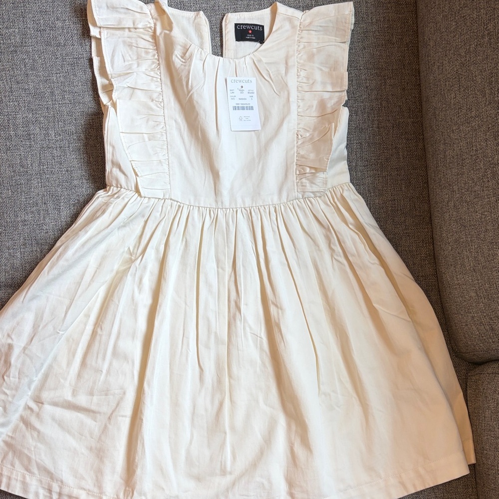 Crewcuts Cream Ruffle-Trim Girls Party Dress_size 5